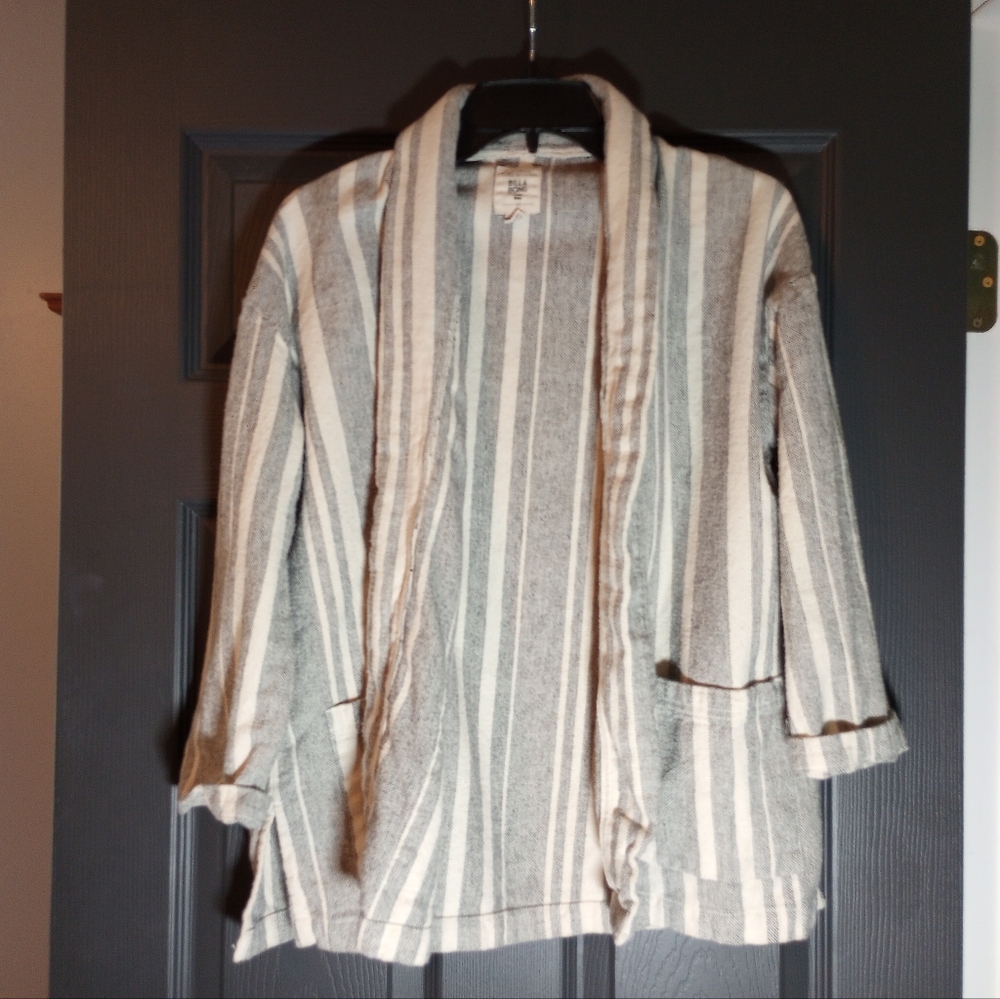 Billabong Love Out Loud 90s Grunge Aesthetic Open Front Striped Cardigan Jacket